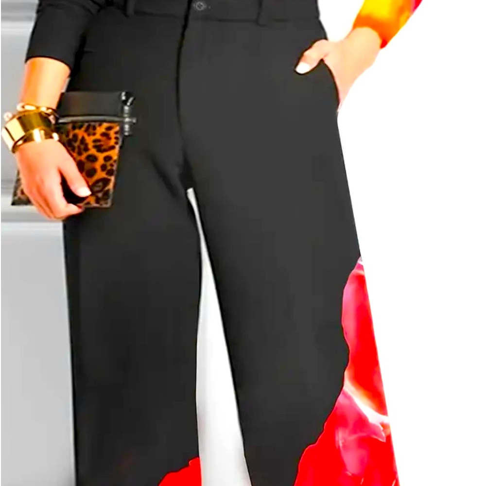 Floral Print Wide Leg Pants ~ Size L